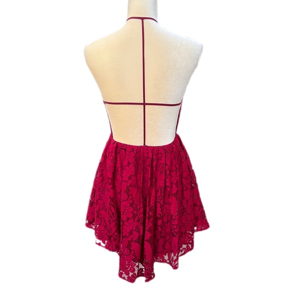 Red Backless NBD Lace Mini Dress Sz Small - Picture 3 of 14
